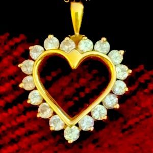White Sapphire Heart pendant - 10k gold with 14k gold whisper chain.